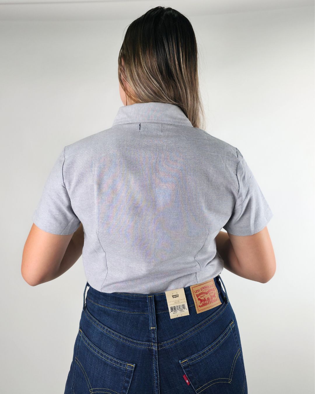 CAMISA CAMBRIDGE POLO GRIS  PARA DAMA
