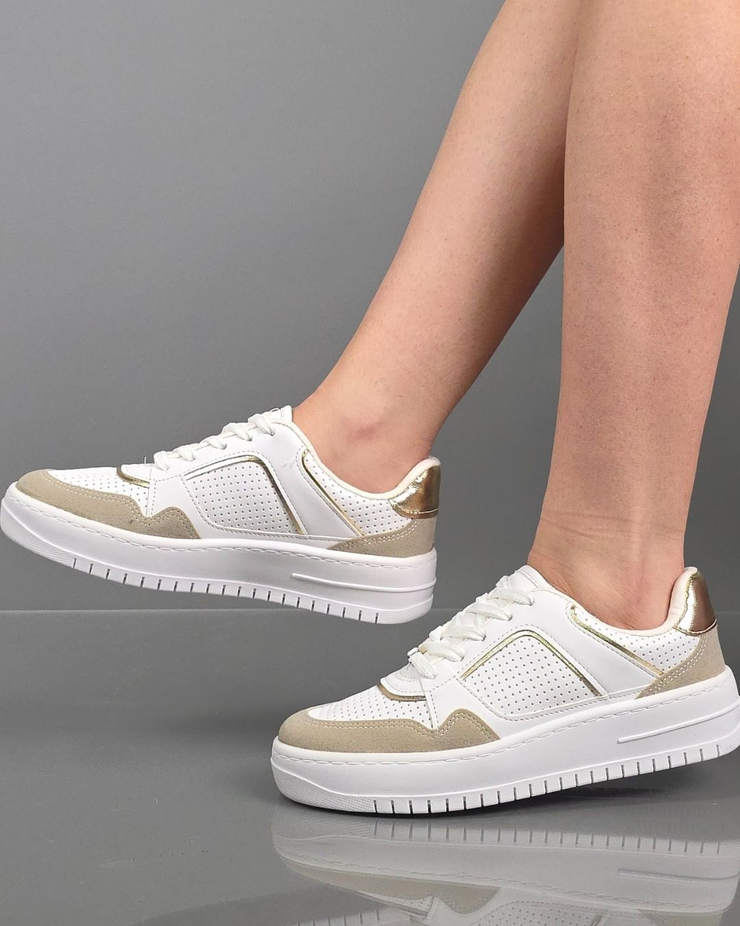 TENNIS VIZZANO BLANCA CON BEIGE PARA DAMA