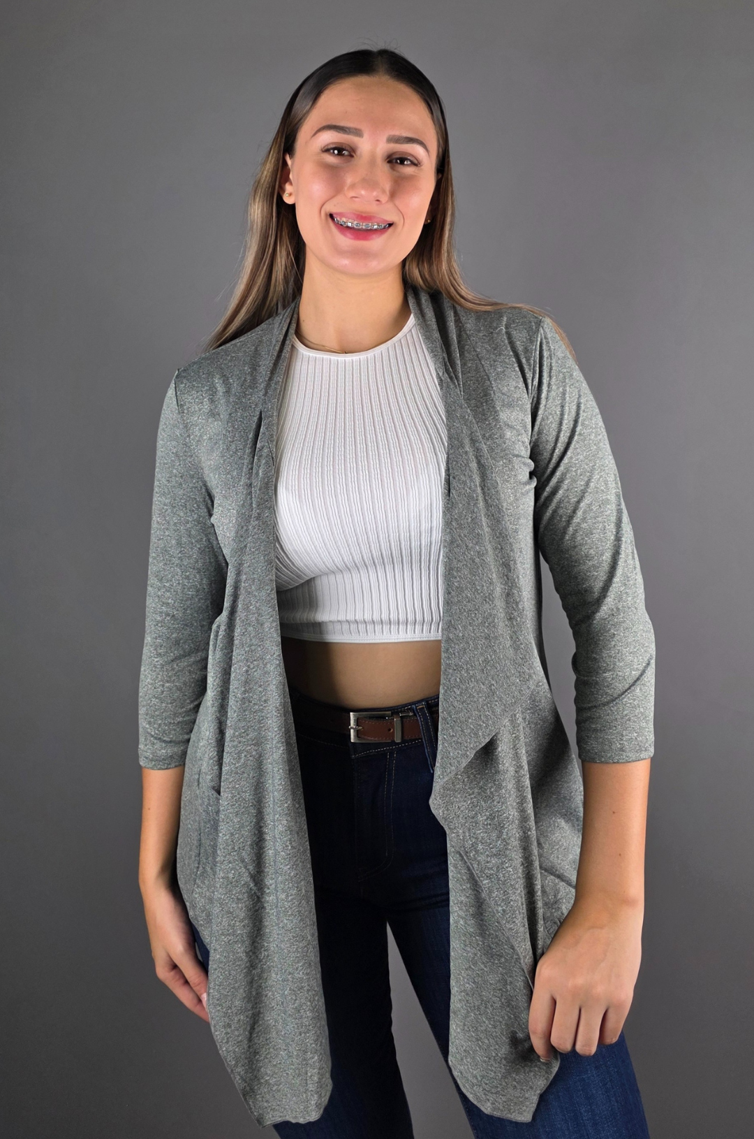 CARDIGAN NINEXIS GRIS PARA DAMA