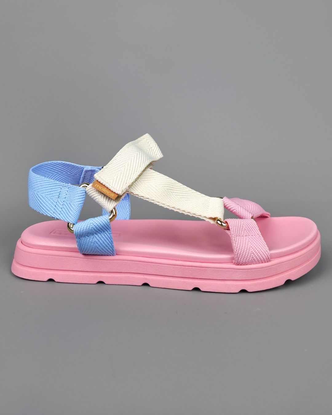SANDALIA MOLECA ROSA CON BLANCO Y CELESTE PARA DAMA