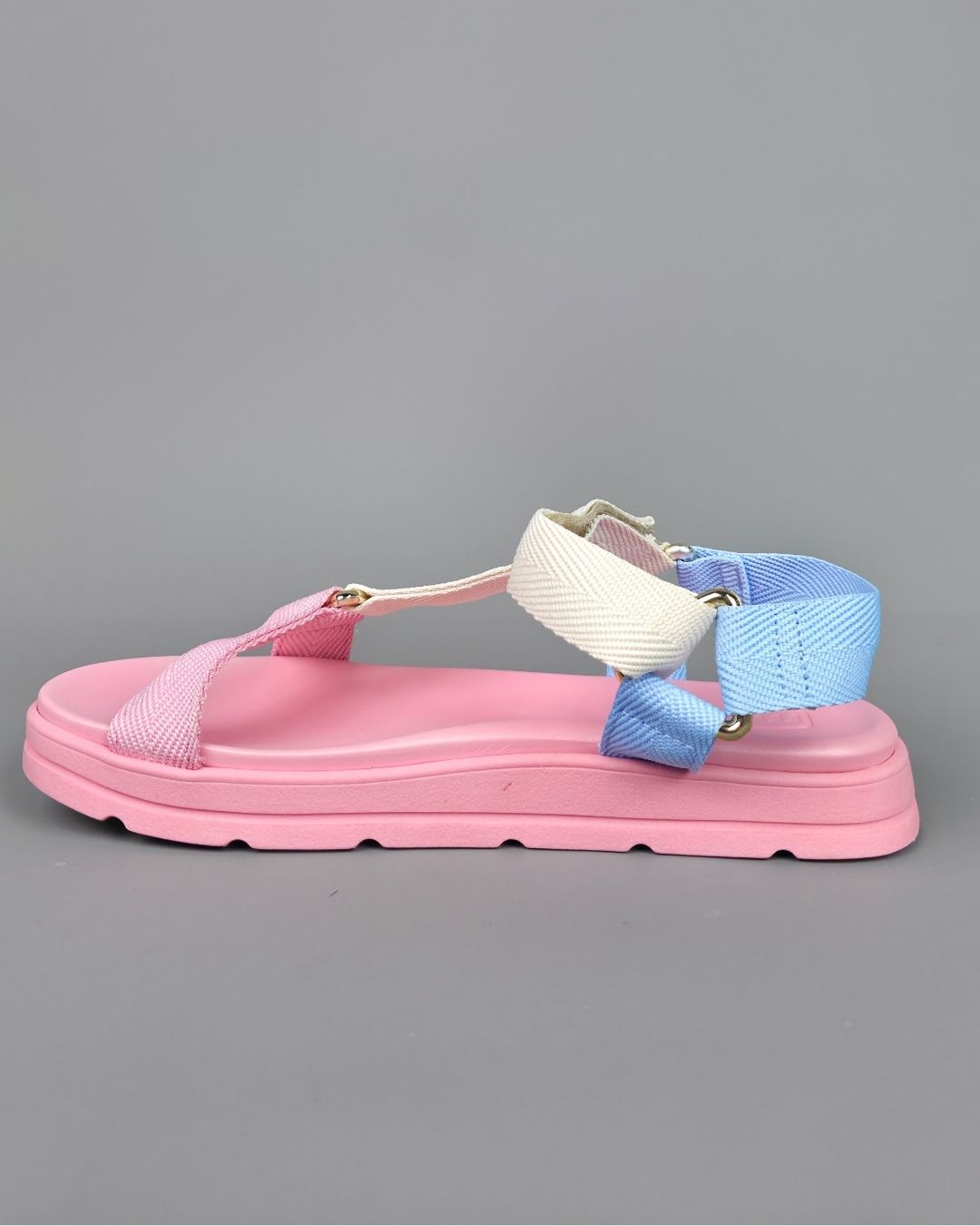 SANDALIA MOLECA ROSA CON BLANCO Y CELESTE PARA DAMA