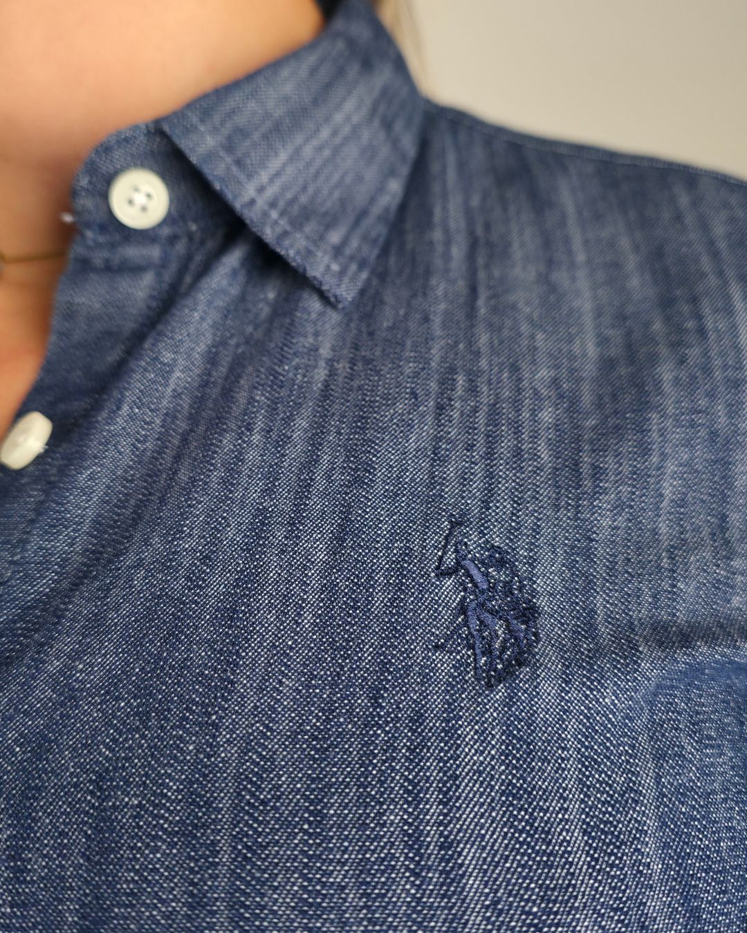 CAMISA U.S POLO ASSN AZUL PARA DAMA