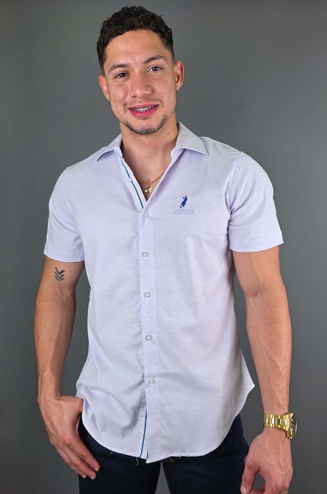 CAMISA CAMBRIDGE POLO LILA PARA CABALLERO