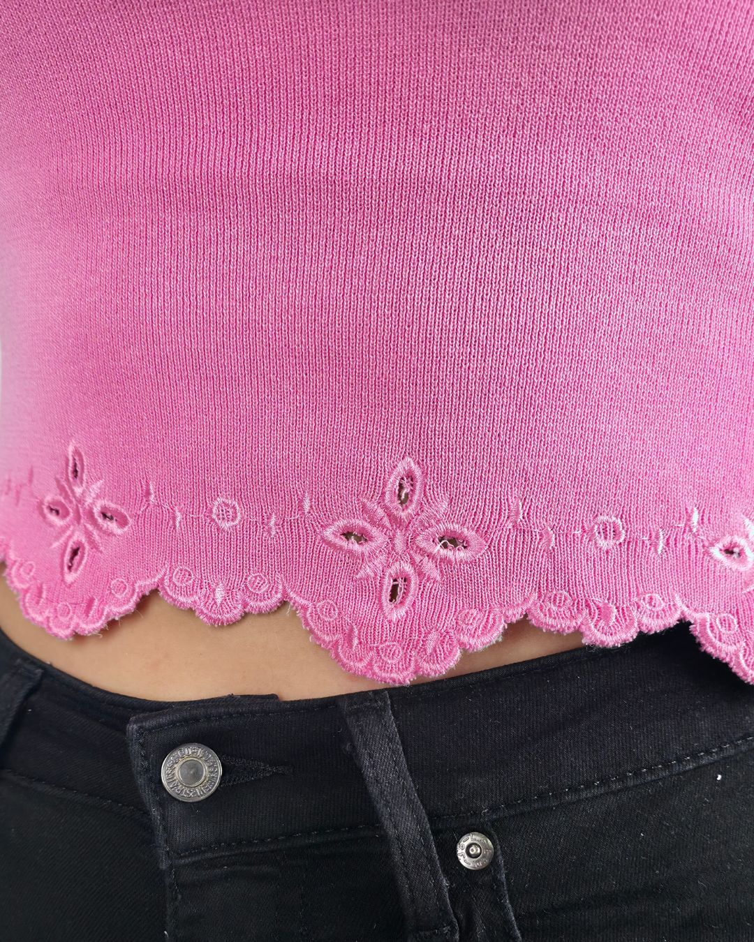 BLUSA LOS ÁNGELES ROSADA DE ENCAJE PARA DAMA