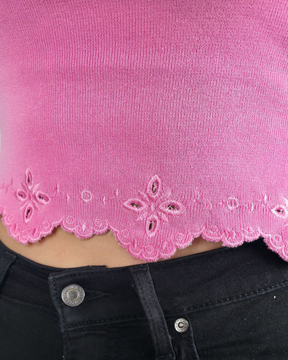 BLUSA LOS ÁNGELES ROSADA DE ENCAJE PARA DAMA