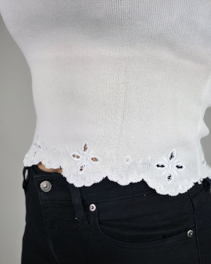 BLUSA BLANCA DE ENCAJE PARA DAMA