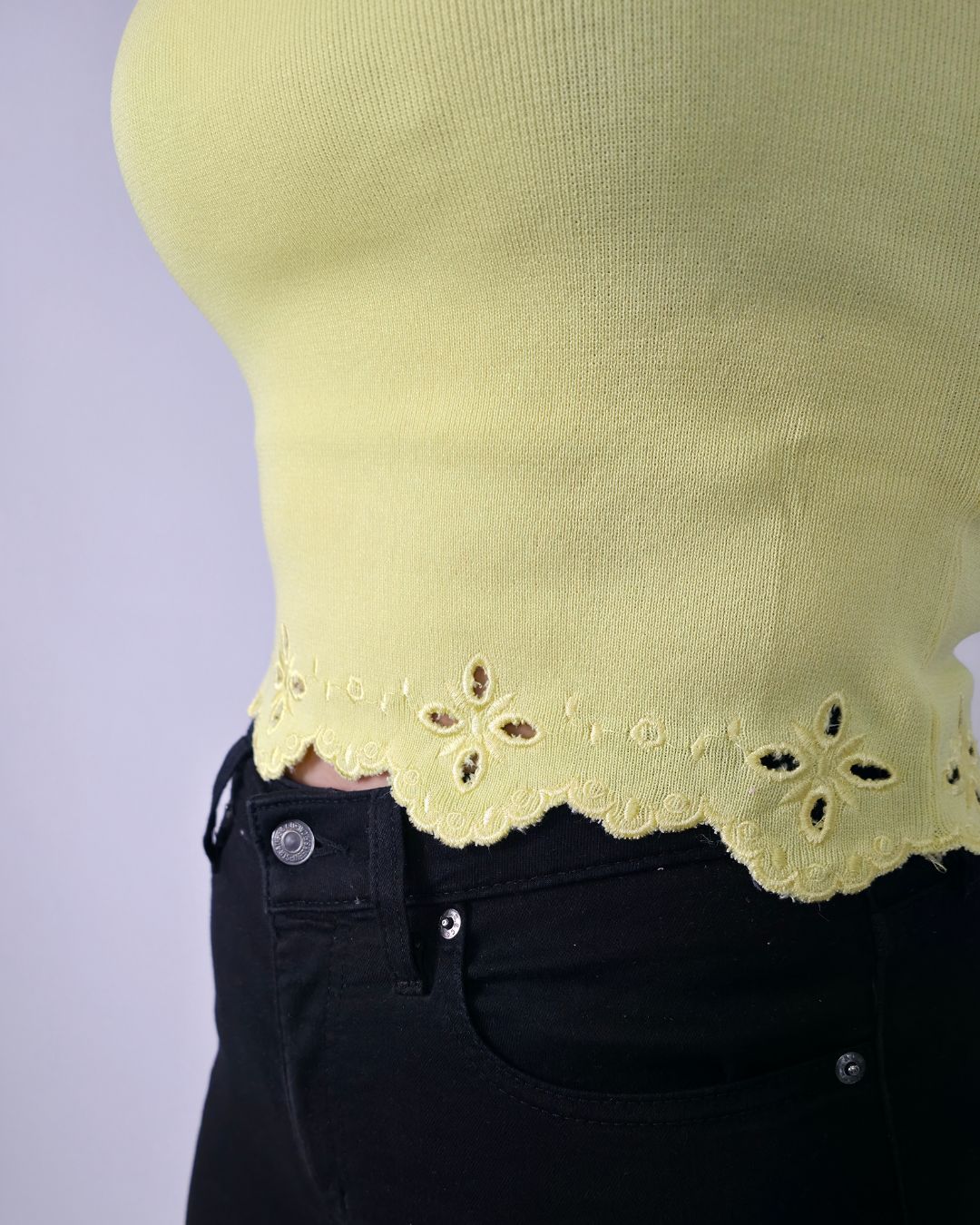 BLUSA AMARILLA DE ENCAJE PARA DAMA