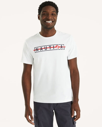 CAMISETA NAUTICA DE CABALLERO BLANCA ESTAMPADA