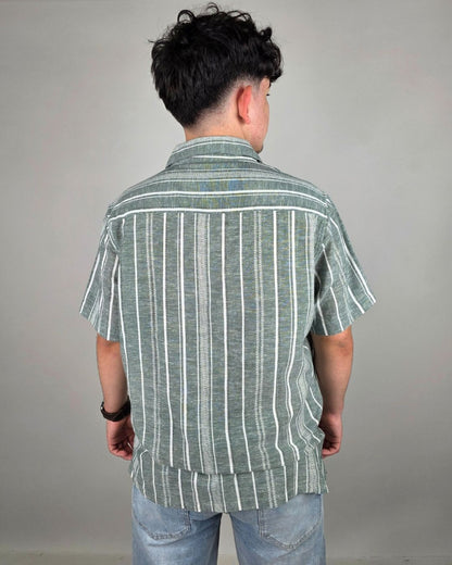 CAMISA NAUTICA VERDE DE RAYAS PARA CABALLERO