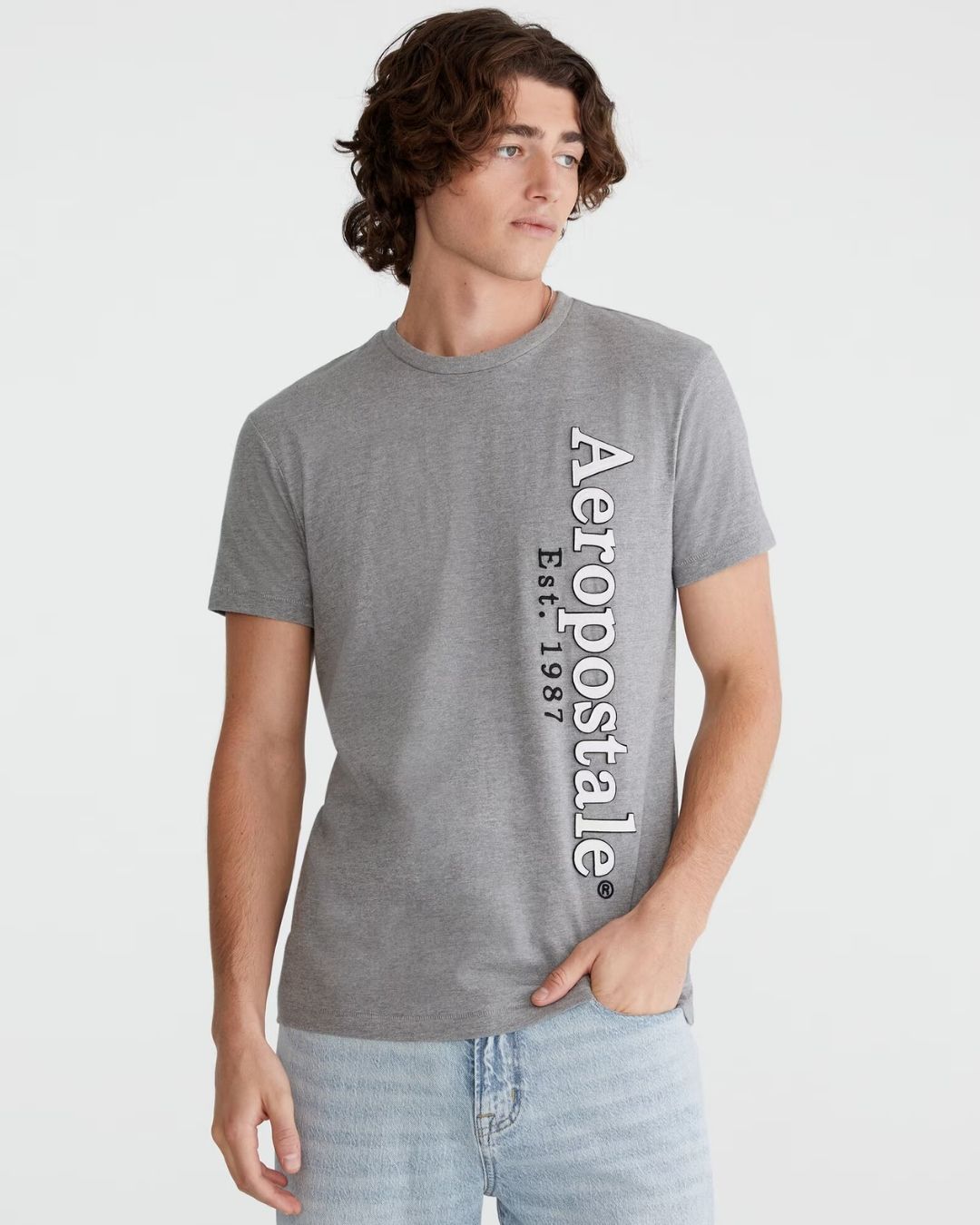 CAMISETA AEROPOSTALE GRIS PARA CABALLERO