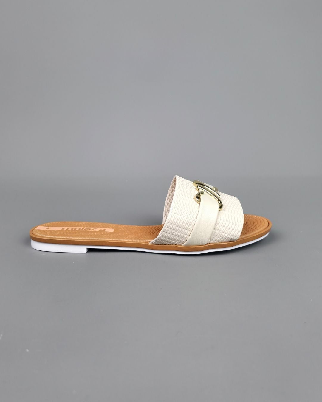 SANDALIA MOLECA FLAT BLANCA PARA DAMA