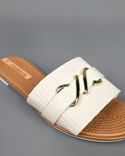 SANDALIA MOLECA FLAT BLANCA PARA DAMA