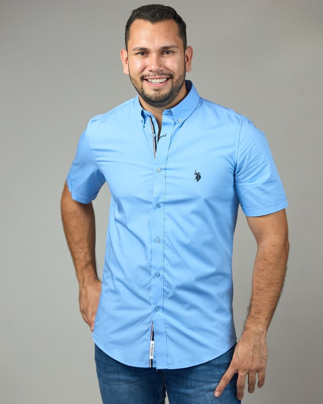 CAMISA U.S. POLO ASSN DE CABALLERO CELESTE