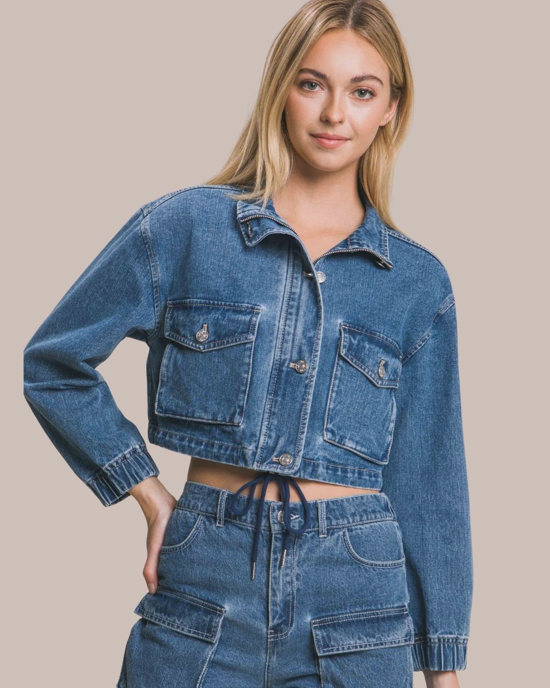 JACKET CROP MEZCLILLA LOS ÁNGELES
