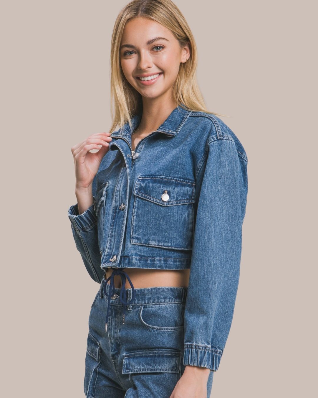 JACKET CROP MEZCLILLA LOS ÁNGELES