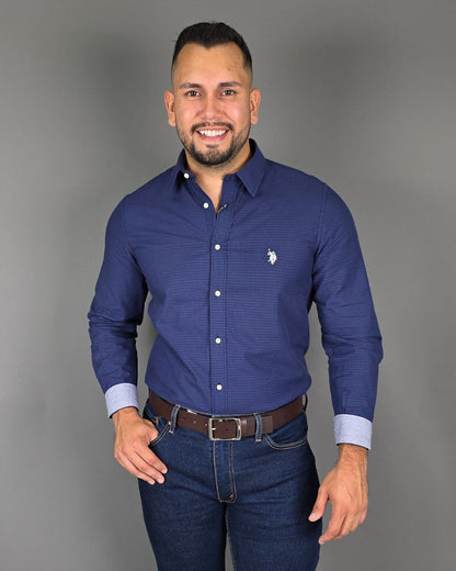 CAMISA U.S. POLO ASSN DE CABALLERO AZUL OSCURA