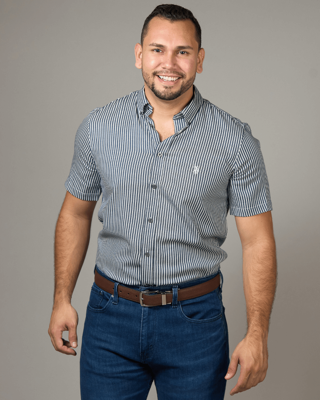 CAMISA US POLO AZUL DE RAYAS