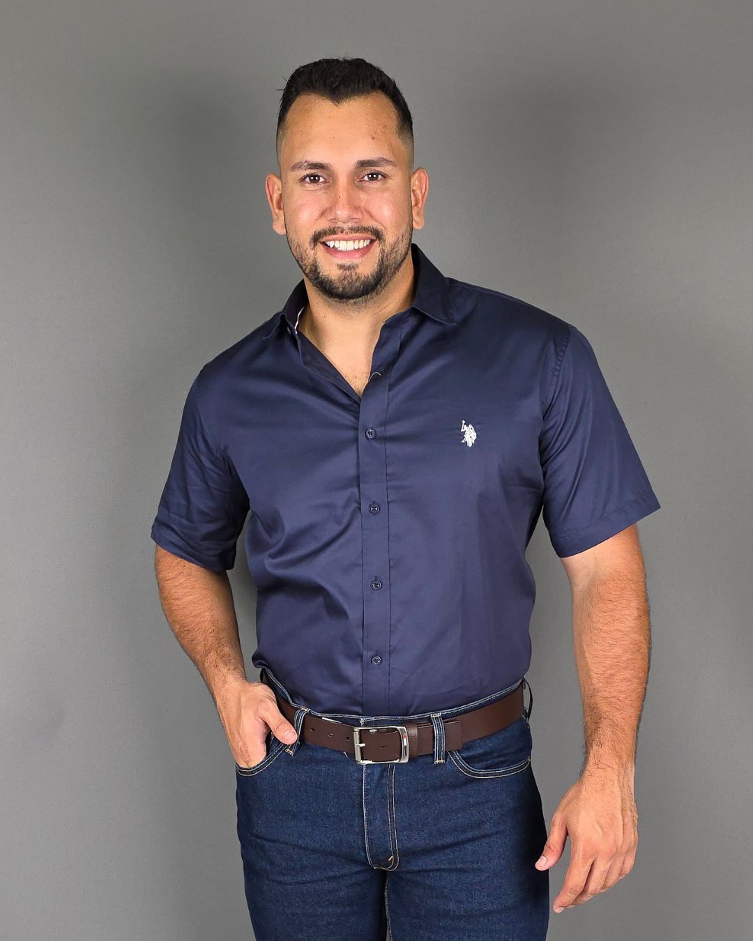 CAMISA U.S. POLO ASSN DE CABALLERO AZUL OSCURO