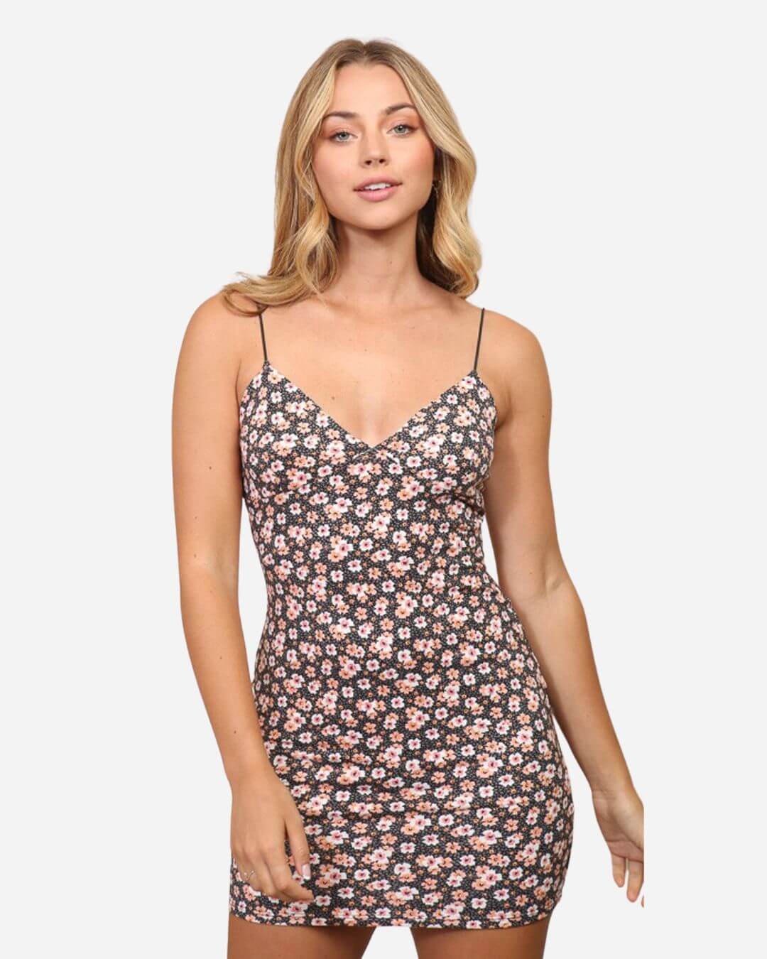 VESTIDO TIMING TIRANTES DELGADOS CON ESTAPADO DE FLORES
