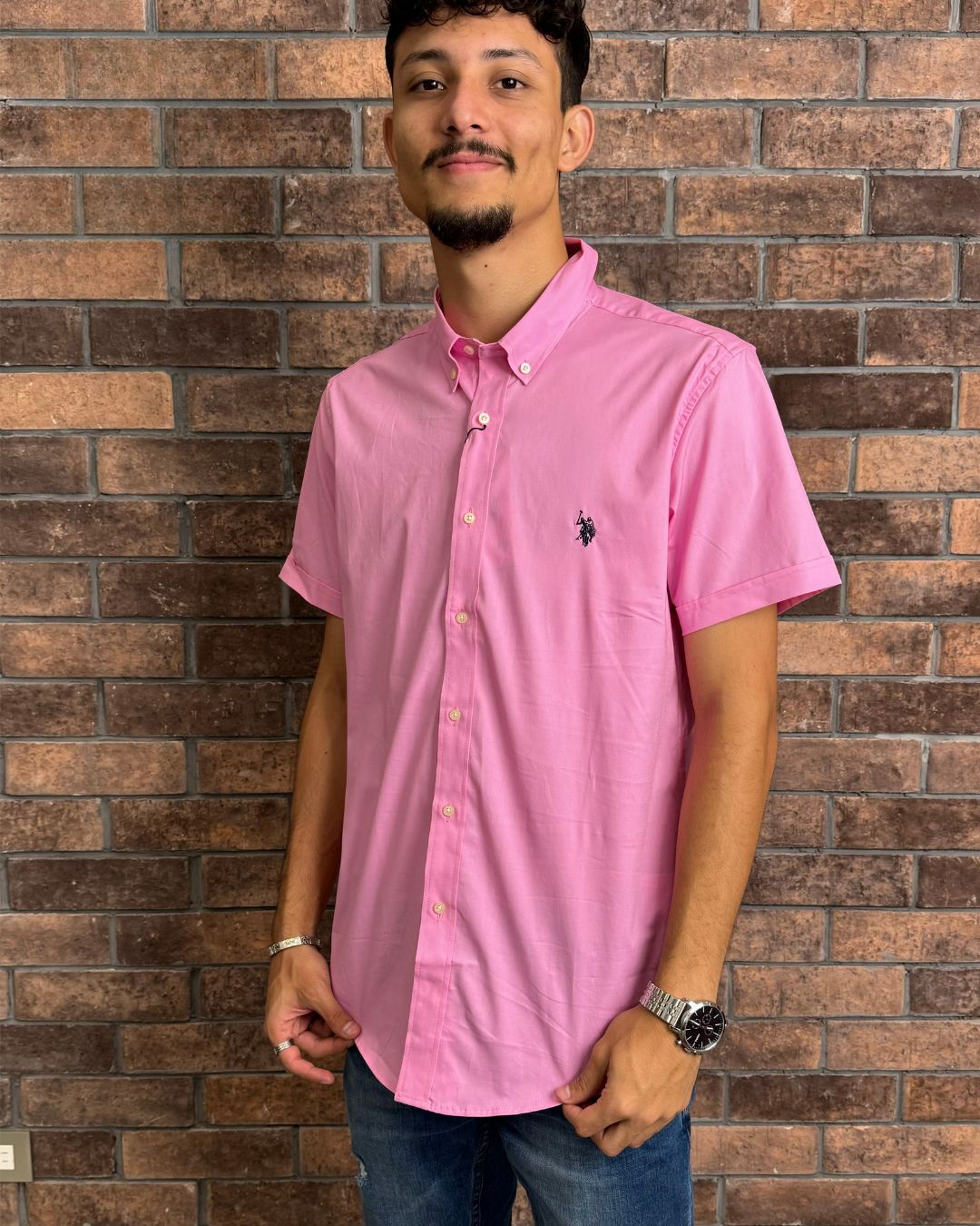 CAMISA U.S. POLO ASSN DE CABALLERO ROSADA