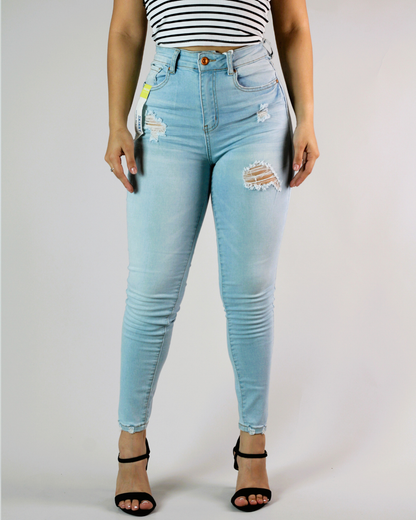 JEANS WAX CELESTE PARA DAMA