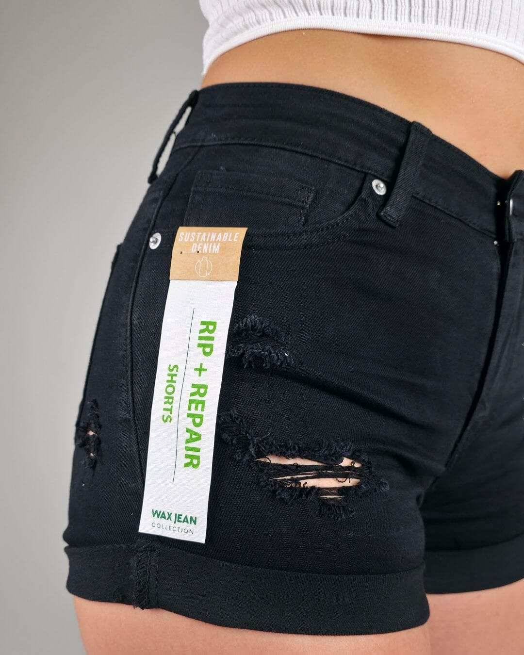 SHORT WAX JEAN NEGRO PARA DAMA