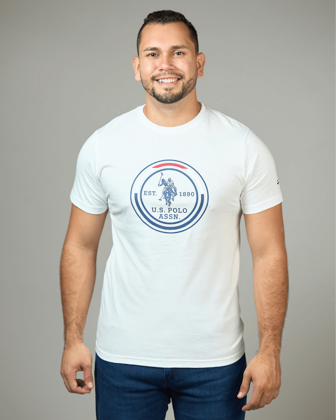 CAMISETA U.S. POLO ASSN BLANCA ESTAMPADA PARA CABALLERO