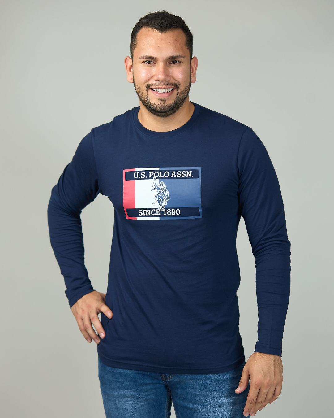 CAMISETA U.S. POLO ASSN AZUL ESTAMPADA PARA CABALLERO