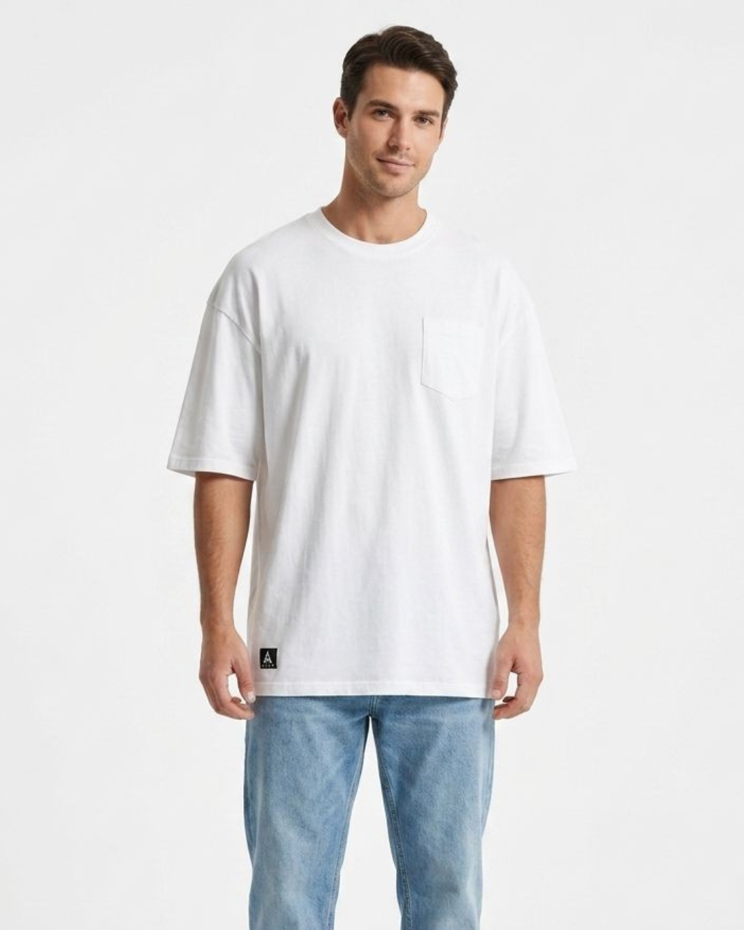 CAMISETA BLACKOUT OVERSIZE BLANCA PARA CABALLERO