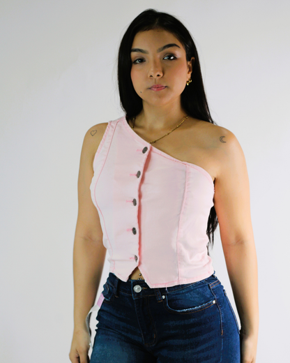 BLUSA BALBOA ASIMÉTRICA DE UN SOLO TIRANTE