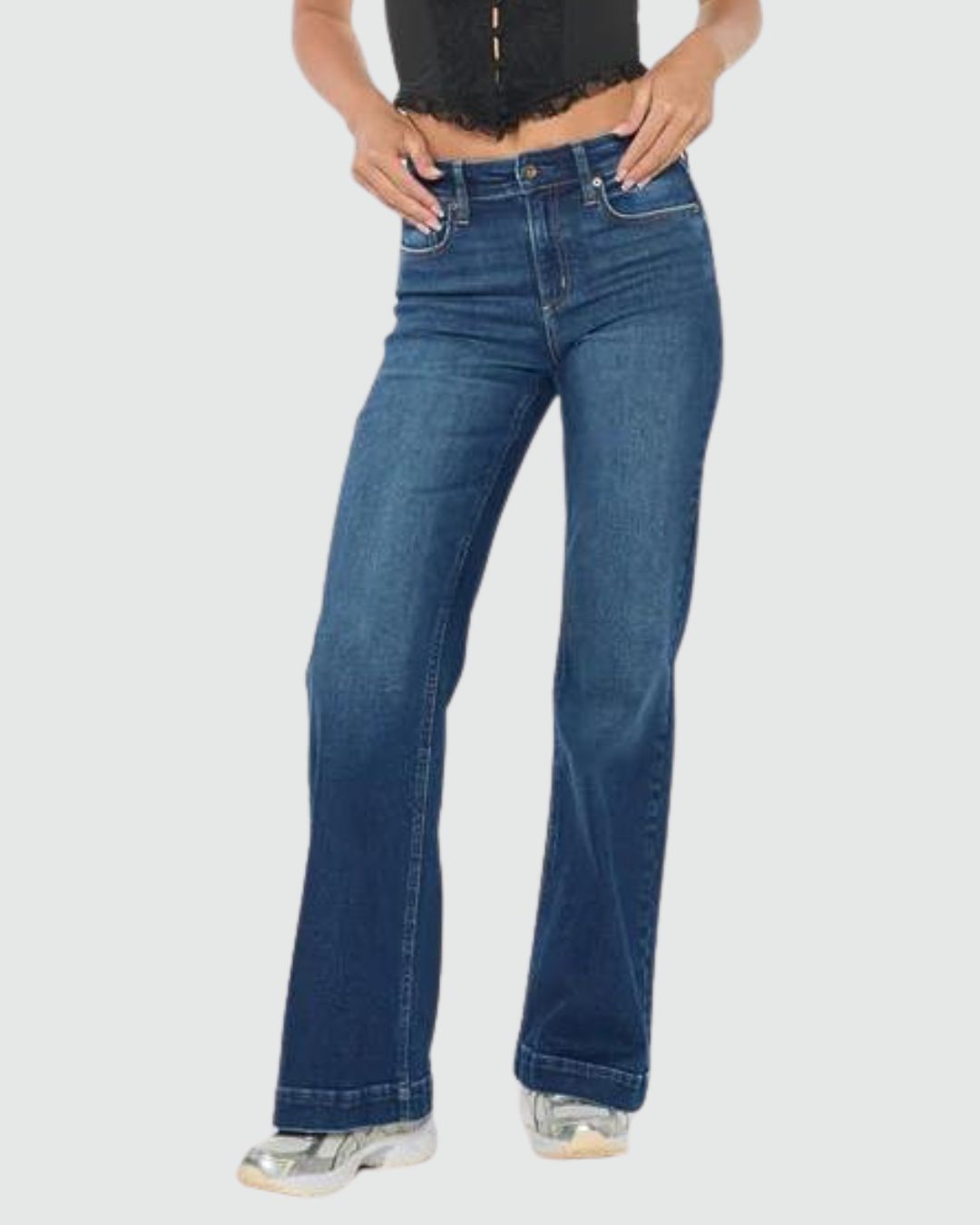 JEANS ENJEAN AZUL OSCURO DE MUJER WIDE LEG