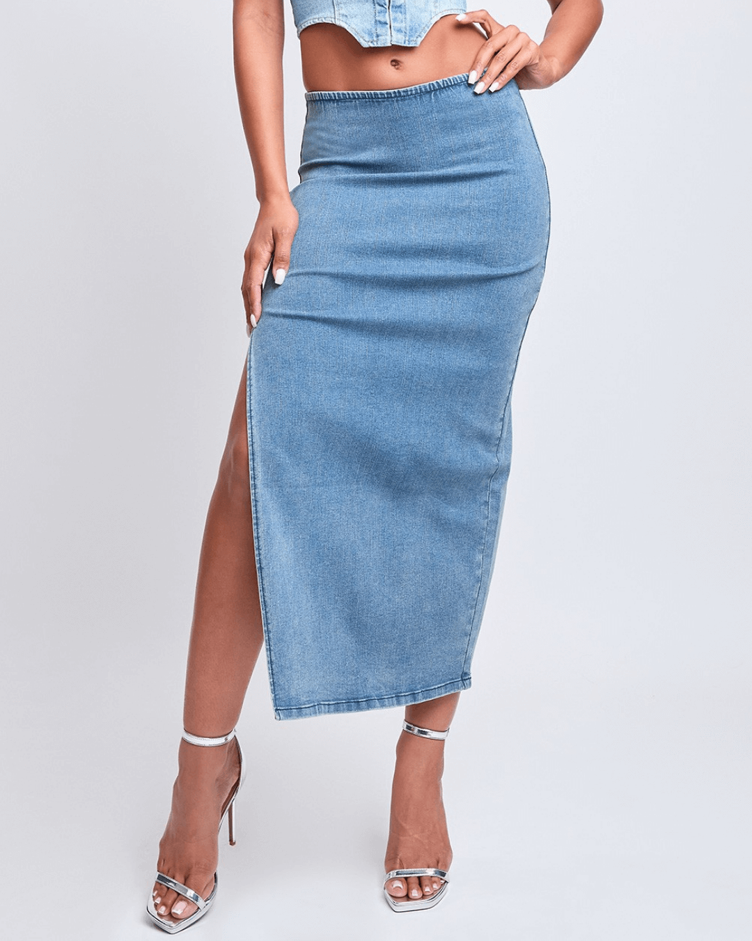 ENAGUA YMI DE DAMA MEZCLILLA AZUL DE DAMA