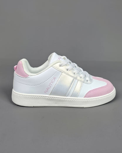 TENNIS NAUTICA BLANCAS CON ROSA PARA NIÑA