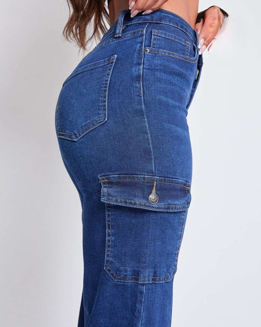 JEANS YMI CARGO AZUL OSCURO PARA DAMA