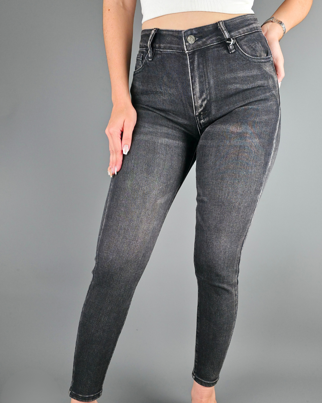 JEANS PYSCHO MICA HIGH RISE SKINNY NEGRO