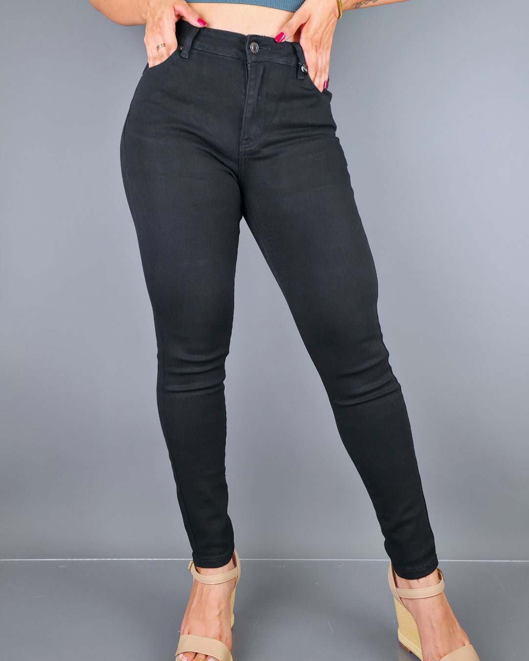 JEANS PSYCHO HIGH RISE SKINNY NEGRO PARA DAMA