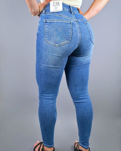 JEANS PSYCHO HIGH RISE SKINNY AZUL PARA DAMA