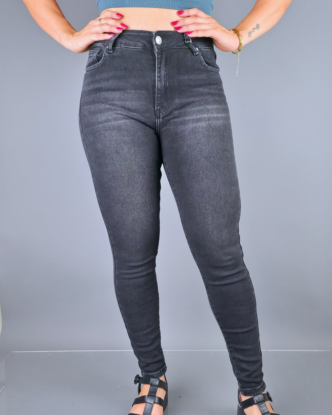 JEANS PSYCHO HIGH RISE SKINNY NEGRO PARA DAMA