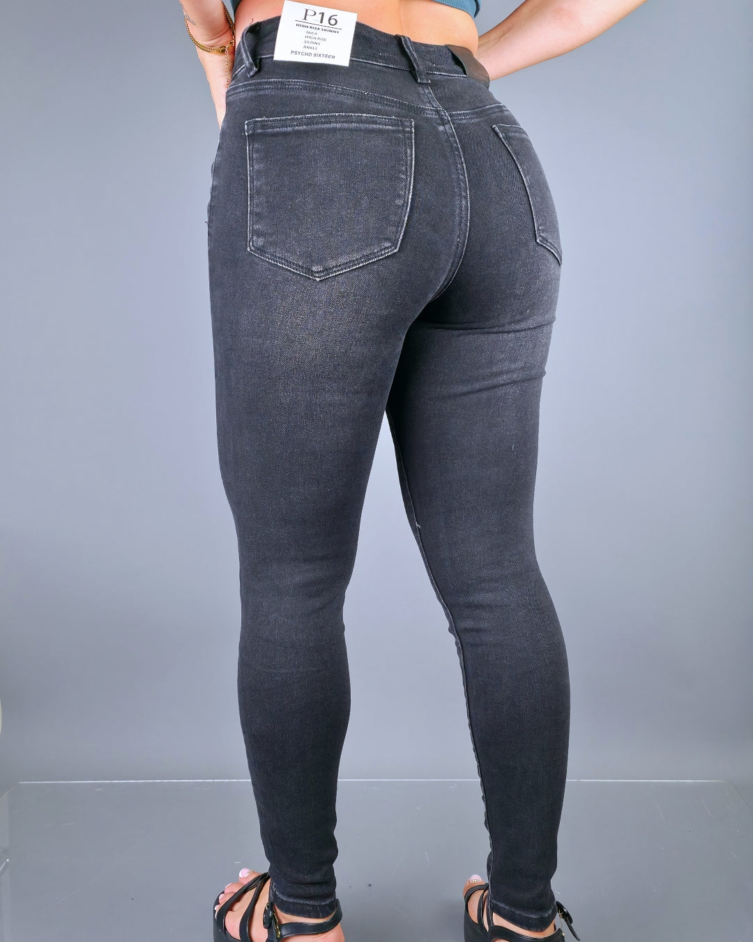 JEANS PSYCHO HIGH RISE SKINNY NEGRO PARA DAMA