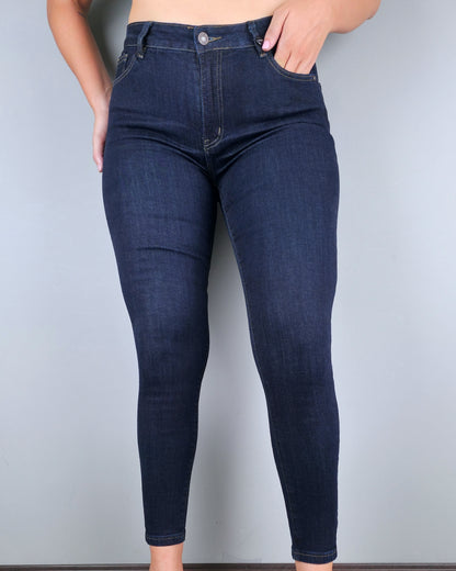 JEANS PSYCHO HIGH RISE SKINNY AZUL OSCURO PARA DAMA