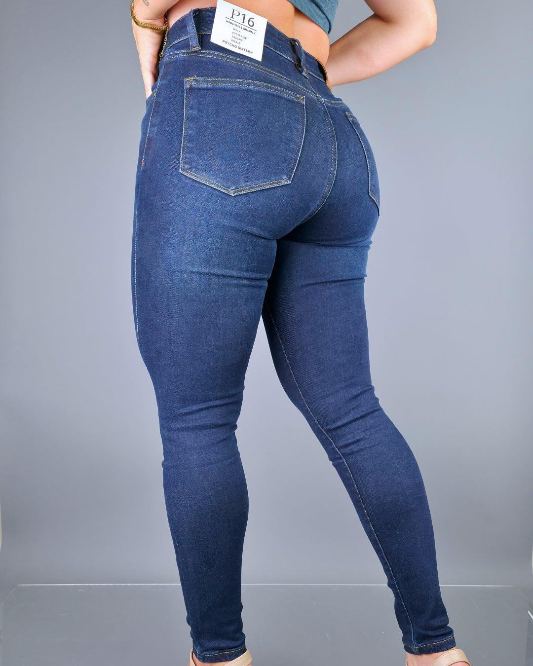 JEANS PSYCHO HIGH RISE SKINNY AZUL  PARA DAMA