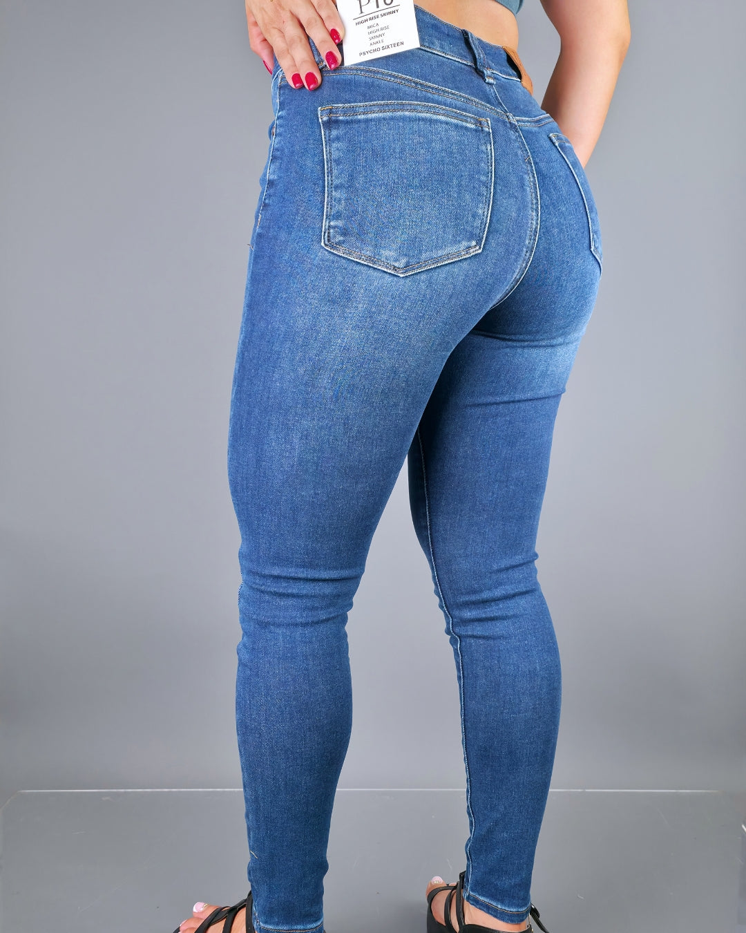 JEANS PSYCHO HIGH RISE SKINNY AZUL PARA DAMA