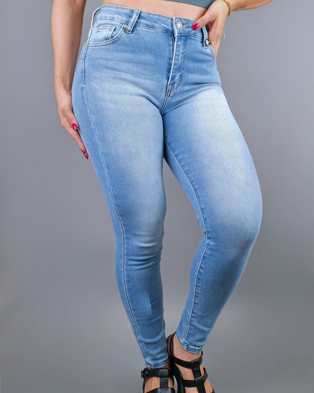 JEANS PSYCHO HIGH RISE SKINNY CELESTE PARA DAMA