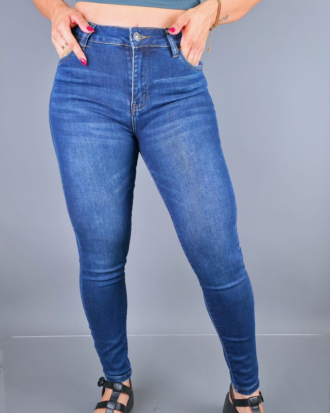 JEANS PSYCHO HIGH RISE SKINNY AZUL PARA DAMA