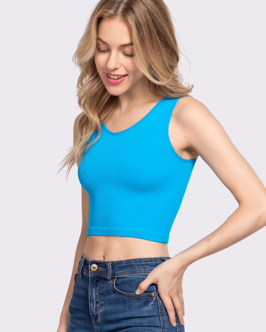TOP ACTIVE BASIC CELESTE PARA DAMA