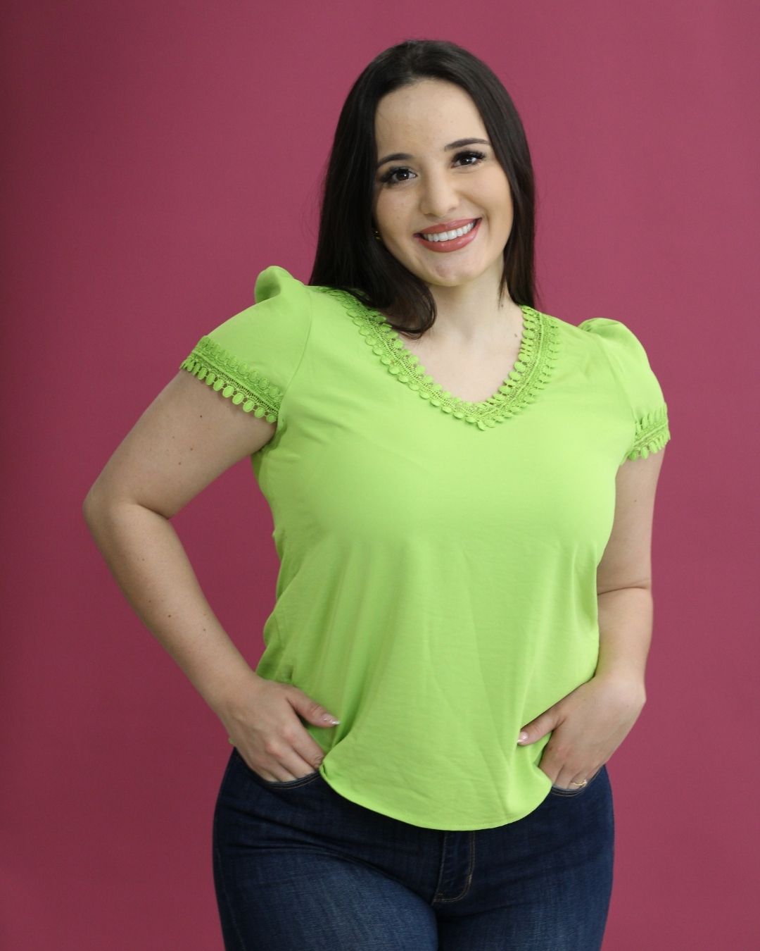 BLUSA TOGETHER VERDE LIMÓN PARA DAMA