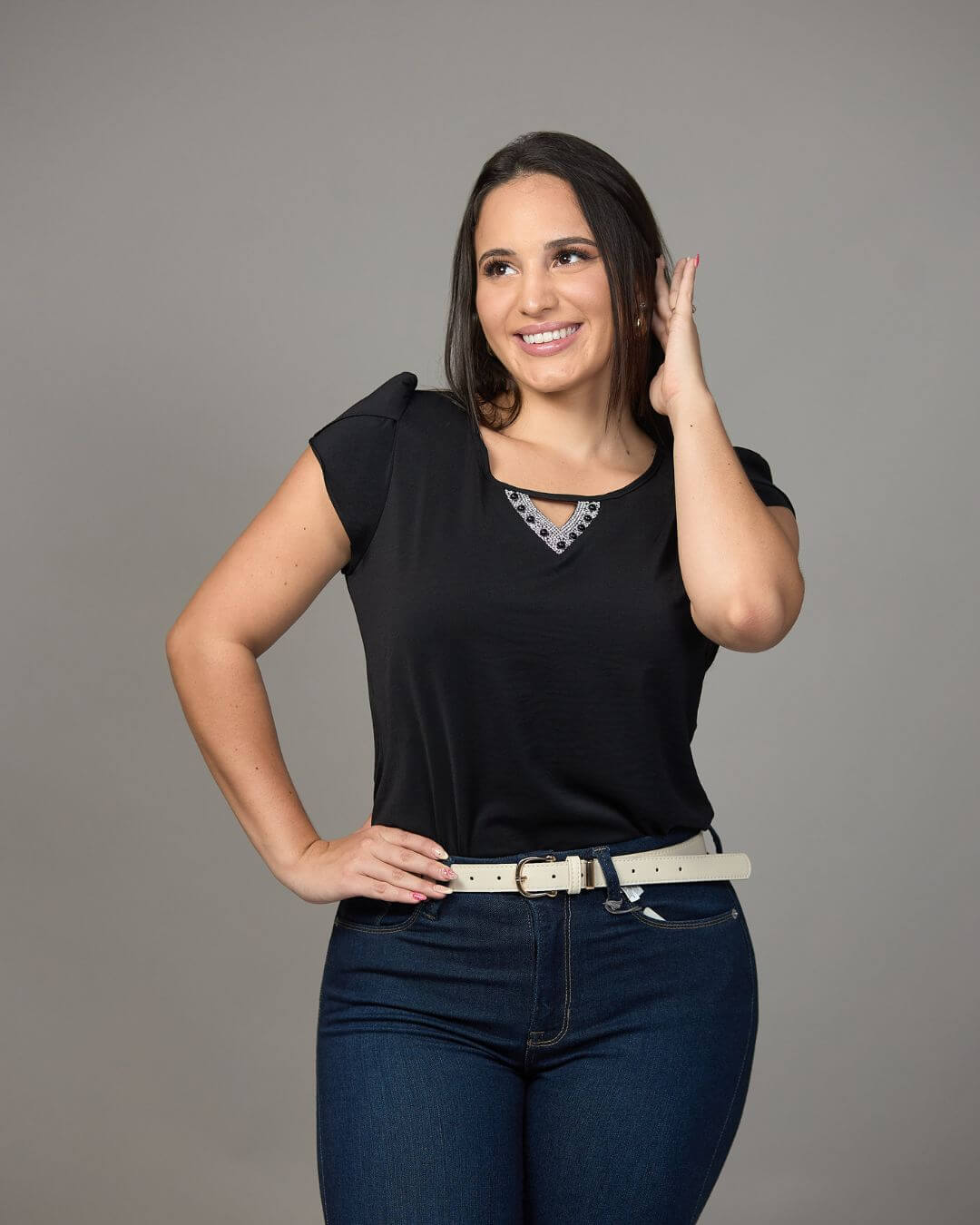 BLUSA TOGETHER NEGRA PARA DAMA