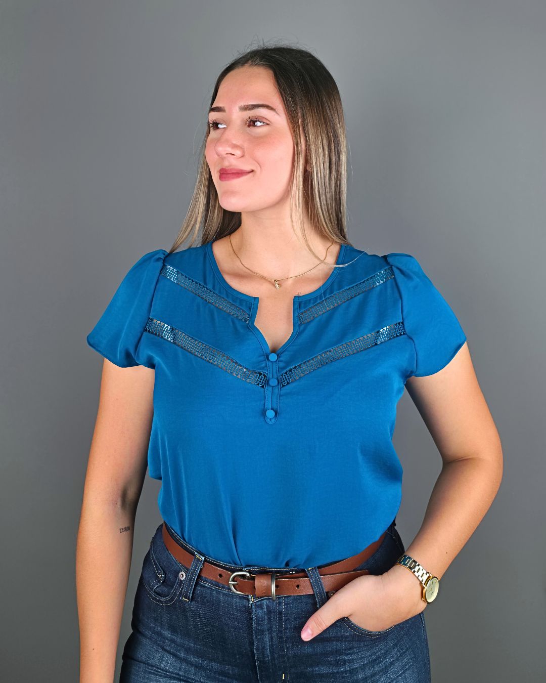 BLUSA TOGETHER TURQUESA PARA DAMA