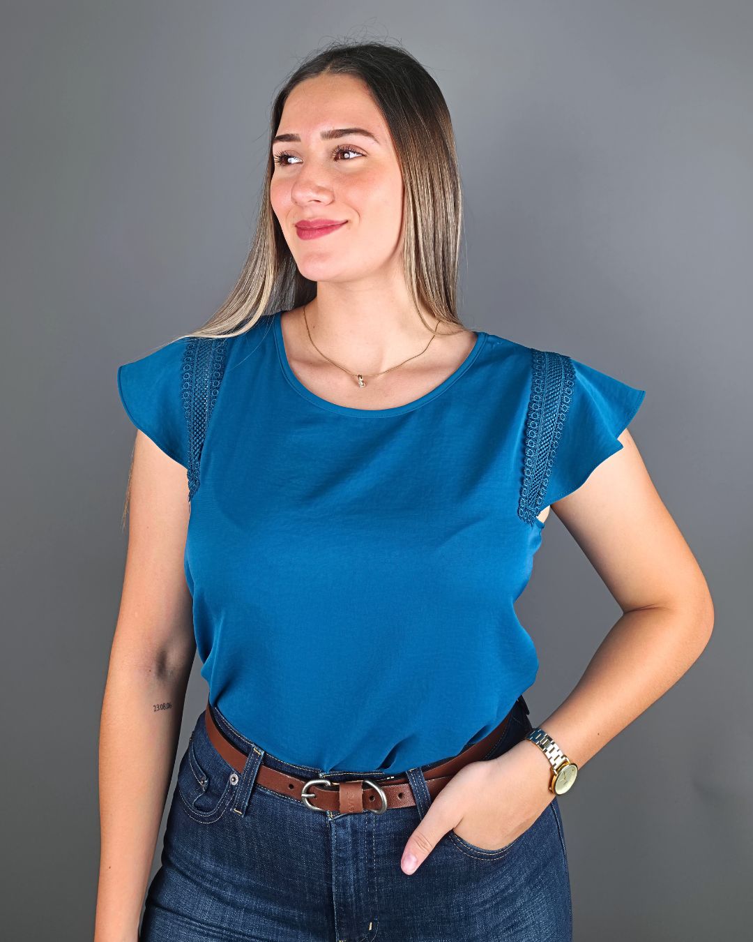 BLUSA TOGETHER TURQUESA PARA DAMA