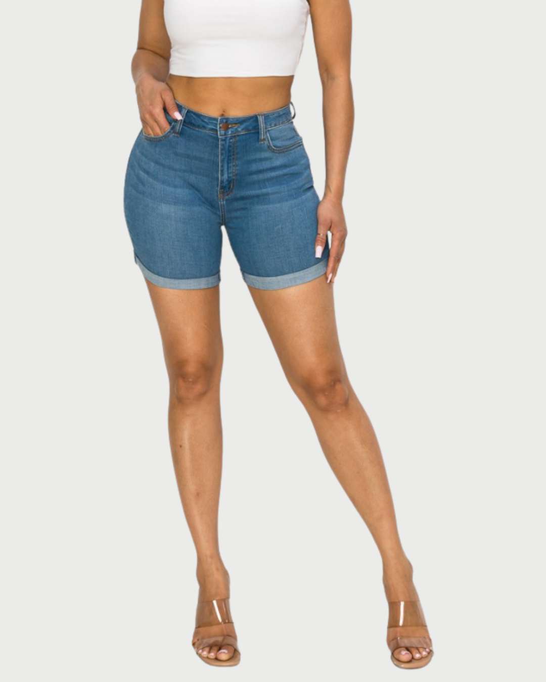 SHORT ENCORE DE DAMA AZUL MEDIO
